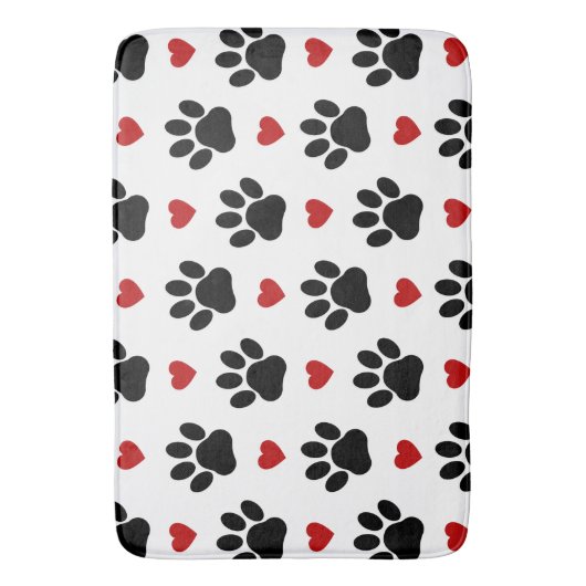 Patroon van poten, reuzenpoten, zwarte poten, rode badmat (Voorkant Verticaal)