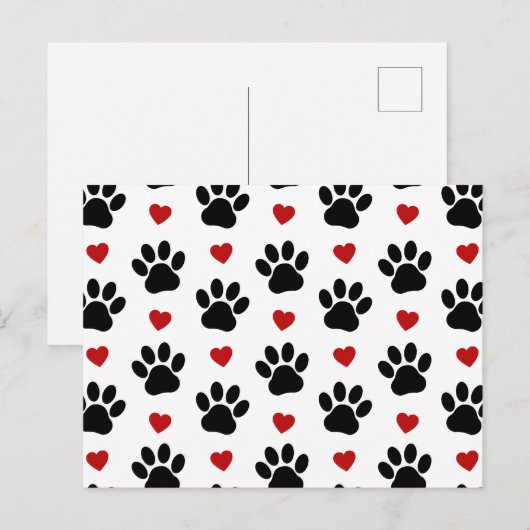 Patroon van poten, reuzenpoten, zwarte poten, rode briefkaart (Voorkant / Achterkant)