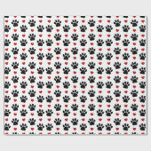 Patroon van poten, reuzenpoten, zwarte poten, rode cadeaupapier (Vlak)