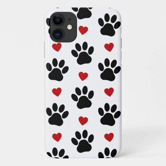 Patroon van poten, reuzenpoten, zwarte poten, rode Case-Mate iPhone case (Achterkant)