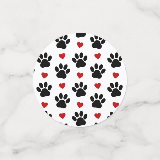 Patroon van poten, reuzenpoten, zwarte poten, rode confetti (Kleine voorkant)