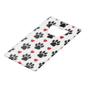 Patroon van poten, reuzenpoten, zwarte poten, rode creditkaart flessenopener (Voorkant Gekanteld)