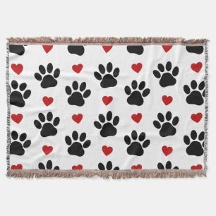 Patroon van poten, reuzenpoten, zwarte poten, rode deken