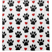 Patroon van poten, reuzenpoten, zwarte poten, rode douchegordijn (Voorkant)