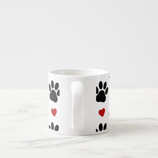 Patroon van poten, reuzenpoten, zwarte poten, rode espresso kop (Achterkant)