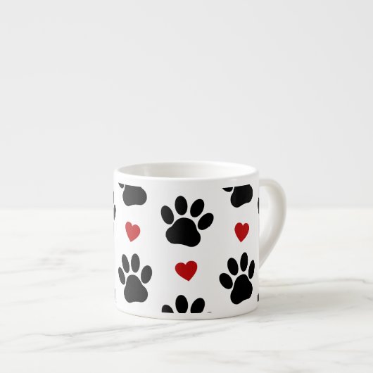 Patroon van poten, reuzenpoten, zwarte poten, rode espresso kop (Voorkant rechts)