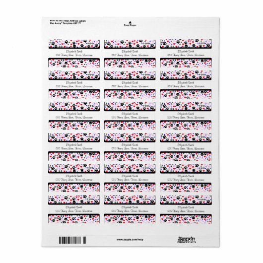 Patroon van poten, reuzenpoten, zwarte poten, rode etiket (Full Sheet)