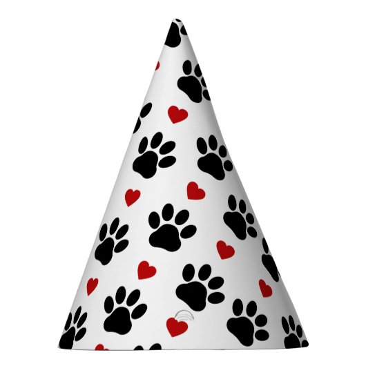 Patroon van poten, reuzenpoten, zwarte poten, rode feesthoedjes (Rechts)