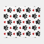 Patroon van poten, reuzenpoten, zwarte poten, rode fleece deken (Voorkant (Horizontaal))