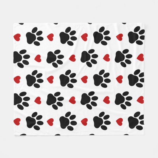 Patroon van poten, reuzenpoten, zwarte poten, rode fleece deken (Voorkant (Horizontaal))