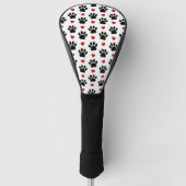 Patroon van poten, reuzenpoten, zwarte poten, rode golfheadcover (Voorkant)