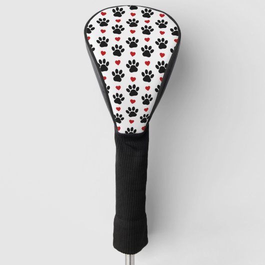 Patroon van poten, reuzenpoten, zwarte poten, rode golfheadcover (Voorkant)