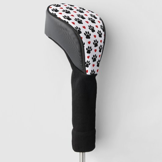 Patroon van poten, reuzenpoten, zwarte poten, rode golfheadcover (Schuin)