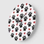 Patroon van poten, reuzenpoten, zwarte poten, rode grote klok (Hoek)