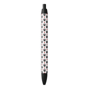 Patroon van poten, reuzenpoten, zwarte poten, rode inkt pen