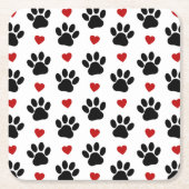 Patroon van poten, reuzenpoten, zwarte poten, rode kartonnen onderzetters (Voorkant)