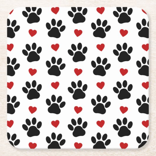 Patroon van poten, reuzenpoten, zwarte poten, rode kartonnen onderzetters (Voorkant)