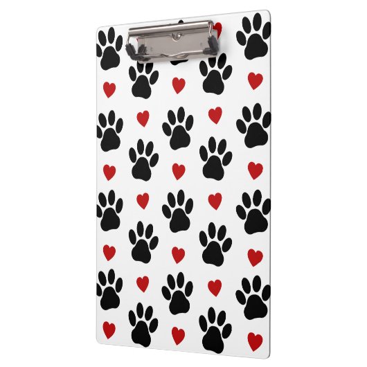 Patroon van poten, reuzenpoten, zwarte poten, rode klembord (Links)