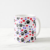 Patroon van poten, reuzenpoten, zwarte poten, rode koffiemok (Voorkant rechts)