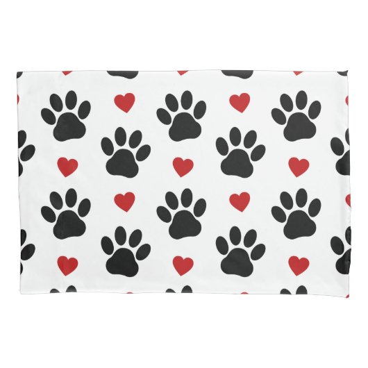 Patroon van poten, reuzenpoten, zwarte poten, rode kussensloop (Voorkant)