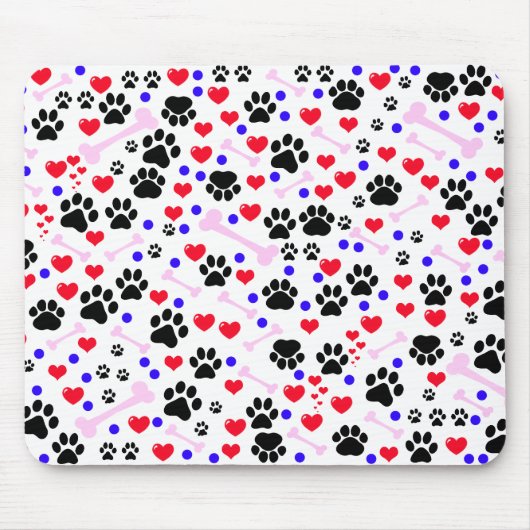 Patroon van poten, reuzenpoten, zwarte poten, rode muismat (Voorkant)