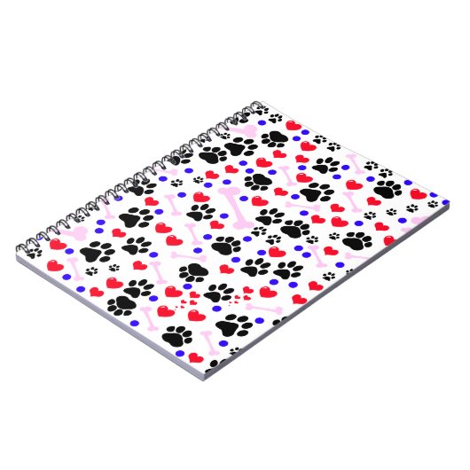 Patroon van poten, reuzenpoten, zwarte poten, rode notitieboek (Linkerzijde)