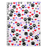 Patroon van poten, reuzenpoten, zwarte poten, rode notitieboek (Voorkant)