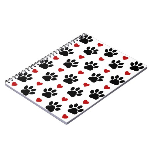 Patroon van poten, reuzenpoten, zwarte poten, rode notitieboek (Linkerzijde)