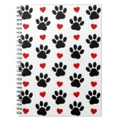 Patroon van poten, reuzenpoten, zwarte poten, rode notitieboek (Voorkant)