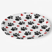 Patroon van poten, reuzenpoten, zwarte poten, rode papieren bordje (Gekanteld)