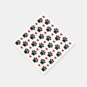 Patroon van poten, reuzenpoten, zwarte poten, rode servet (Hoek)