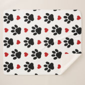 Patroon van poten, reuzenpoten, zwarte poten, rode sherpa deken (Voorkant (horizontaal))