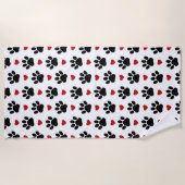 Patroon van poten, reuzenpoten, zwarte poten, rode strandlaken (Voorkant)