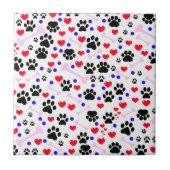 Patroon van poten, reuzenpoten, zwarte poten, rode tegeltje (Voorkant)