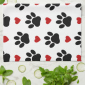 Patroon van poten, reuzenpoten, zwarte poten, rode theedoek (Gevouwen)