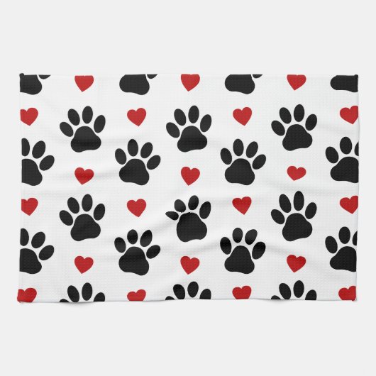 Patroon van poten, reuzenpoten, zwarte poten, rode theedoek (Horizontaal)