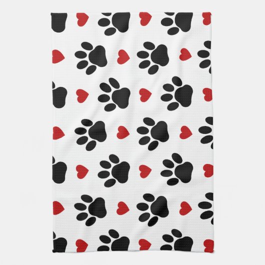 Patroon van poten, reuzenpoten, zwarte poten, rode theedoek (Verticaal)