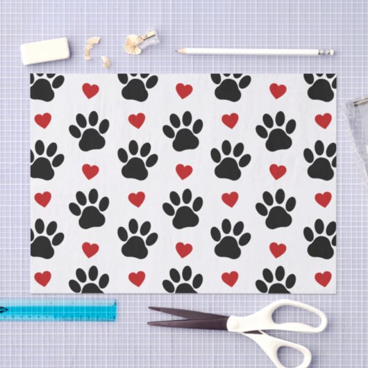 Patroon van poten, reuzenpoten, zwarte poten, rode tissuepapier (Craft)