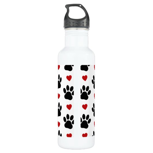 Patroon van poten, reuzenpoten, zwarte poten, rode waterfles (Achterkant)