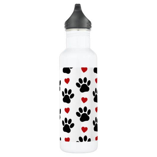 Patroon van poten, reuzenpoten, zwarte poten, rode waterfles  (Rechts)