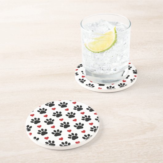 Patroon van poten, reuzenpoten, zwarte poten, rode zandsteen onderzetter (Zijkant)