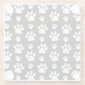 Patroon van poten, roze poten, reuzenpoten, dieren glazen onderzetter (Achterkant)