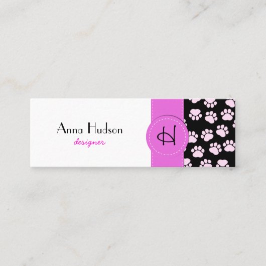 Patroon van poten, tandbaars, tandproever, tandpro mini visitekaartje (Voorkant)