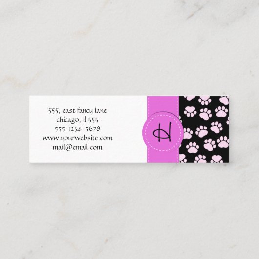 Patroon van poten, tandbaars, tandproever, tandpro mini visitekaartje (Achterkant)