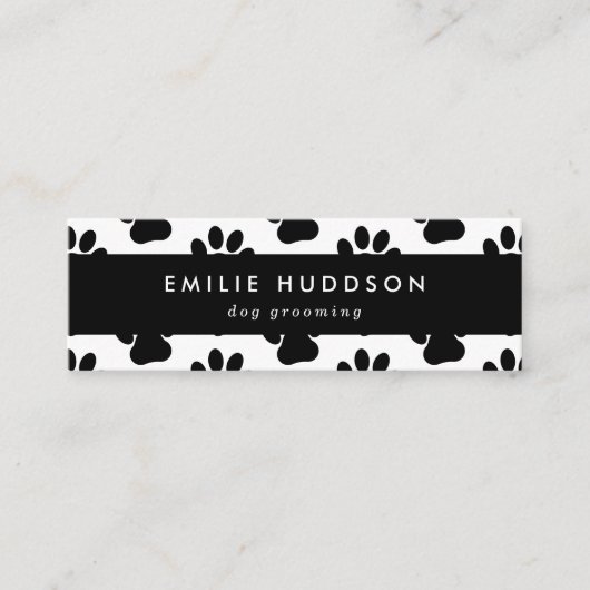 Patroon van poten, tandbaars, tandproever, tandpro mini visitekaartje (Voorkant)