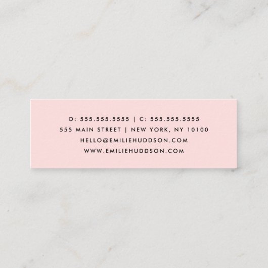 Patroon van poten, tandbaars, tandproever, tandpro mini visitekaartje (Achterkant)