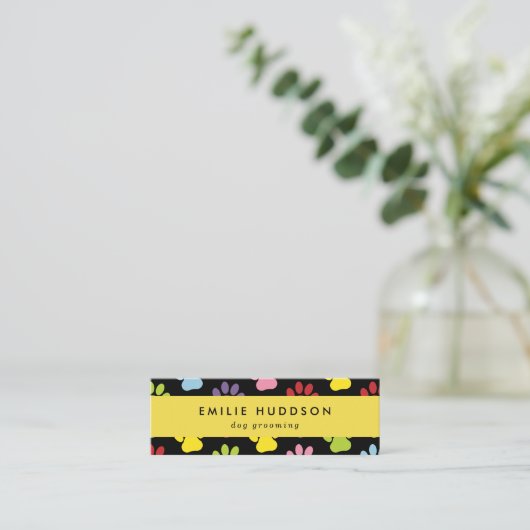 Patroon van poten, tandbaars, tandproever, tandpro mini visitekaartje (Staand voorkant)