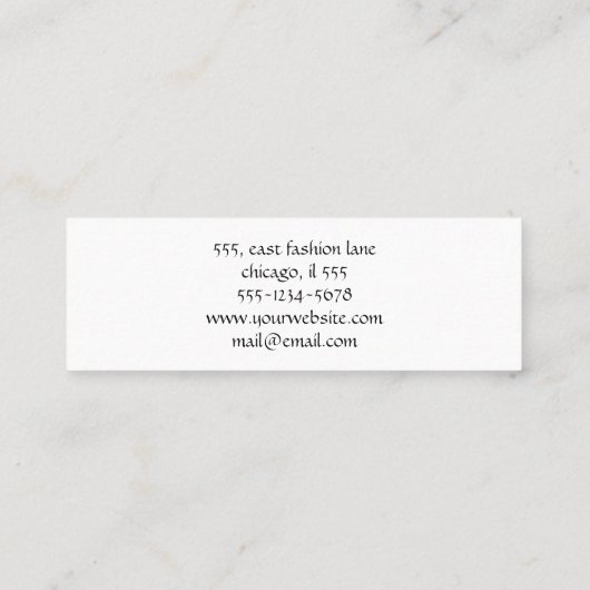 Patroon van poten, tandbaars, tandproever, tandpro mini visitekaartje (Achterkant)