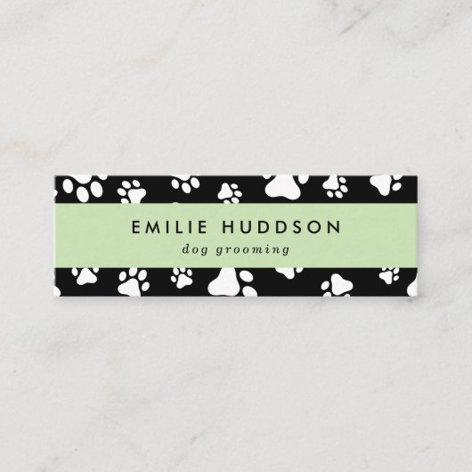 Patroon van poten, tandbaars, tandproever, tandpro mini visitekaartje (Voorkant)