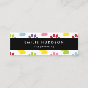 Patroon van poten, tandbaars, tandproever, tandpro mini visitekaartje